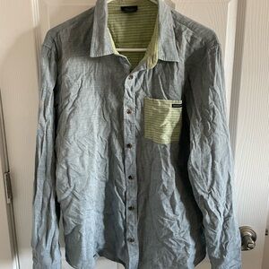 Men’s Oakley Blue and Green Button-Up Shirt